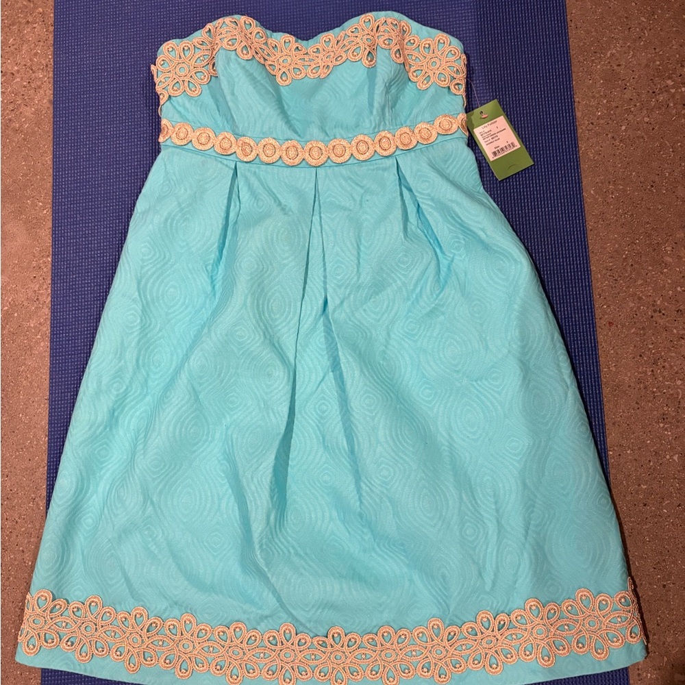 Elegant Turquoise and Gold Dress